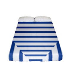 Geometric Shapes Stripes Blue Fitted Sheet (full/ Double Size) by Mariart