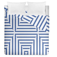 Geometric Shapes Stripes Blue Duvet Cover Double Side (queen Size) by Mariart