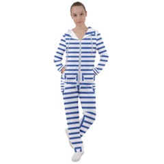 Geometric Shapes Stripes Blue Women s Tracksuit