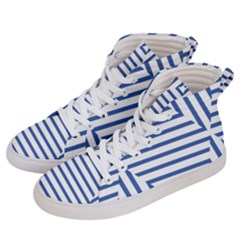 Geometric Shapes Stripes Blue Women s Hi-top Skate Sneakers