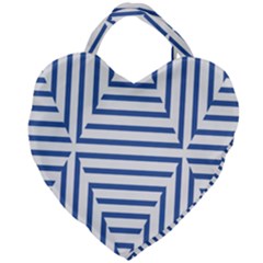 Geometric Shapes Stripes Blue Giant Heart Shaped Tote