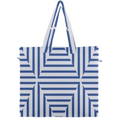 Geometric Shapes Stripes Blue Canvas Travel Bag