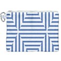 Geometric Shapes Stripes Blue Canvas Cosmetic Bag (XXL) View1