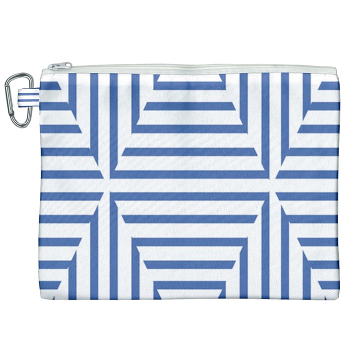 Geometric Shapes Stripes Blue Canvas Cosmetic Bag (XXL)