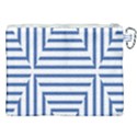 Geometric Shapes Stripes Blue Canvas Cosmetic Bag (XXL) View2