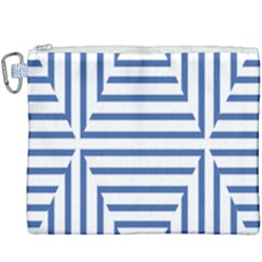 Geometric Shapes Stripes Blue Canvas Cosmetic Bag (xxxl)