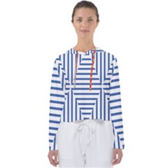 Geometric Shapes Stripes Blue Women s Slouchy Sweat