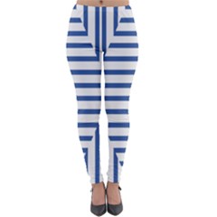 Geometric Shapes Stripes Blue Lightweight Velour Leggings