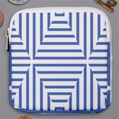 Geometric Shapes Stripes Blue Mini Square Pouch by Mariart