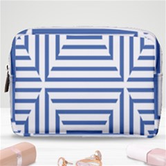 Geometric Shapes Stripes Blue Make Up Pouch (medium)