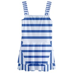 Geometric Shapes Stripes Blue Kids  Layered Skirt Swimsuit