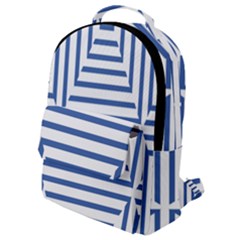 Geometric Shapes Stripes Blue Flap Pocket Backpack (small)