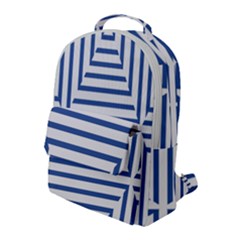 Geometric Shapes Stripes Blue Flap Pocket Backpack (large)