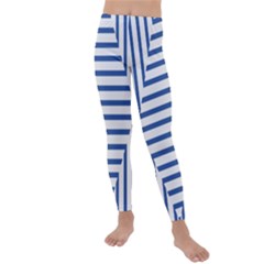 Geometric Shapes Stripes Blue Kids  Lightweight Velour Leggings