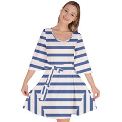 Geometric Shapes Stripes Blue Velour Kimono Dress