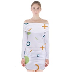 Geometry Triangle Line Long Sleeve Off Shoulder Dress by Mariart