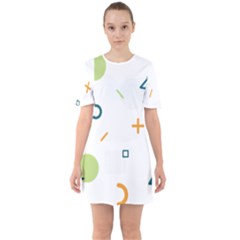 Geometry Triangle Line Sixties Short Sleeve Mini Dress