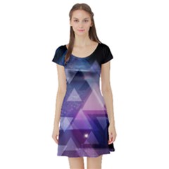 Geometric Triangle Short Sleeve Skater Dress by Mariart