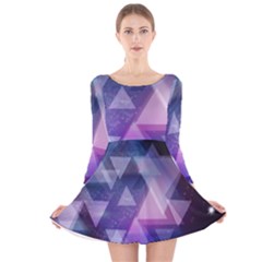 Geometric Triangle Long Sleeve Velvet Skater Dress by Mariart