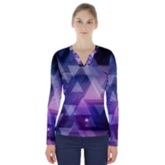 Geometric Triangle V-neck Long Sleeve Top