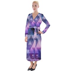 Geometric Triangle Velvet Maxi Wrap Dress