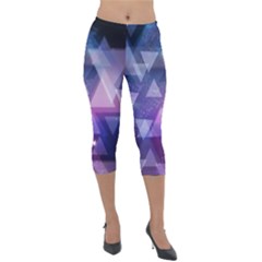 Geometric Triangle Lightweight Velour Capri Leggings  by Mariart