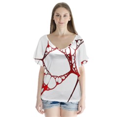 Fractals Cells Autopsy Pattern V-neck Flutter Sleeve Top by Mariart