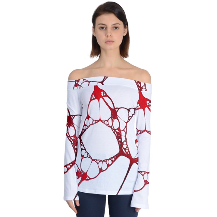 Fractals Cells Autopsy Pattern Off Shoulder Long Sleeve Top