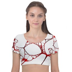 Fractals Cells Autopsy Pattern Velvet Short Sleeve Crop Top  by Mariart