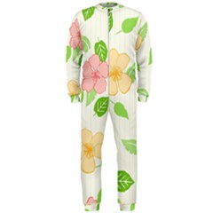 Flowers Leaf Stripe Pattern Onepiece Jumpsuit (men)  by Mariart