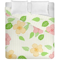 Flowers Leaf Stripe Pattern Duvet Cover Double Side (california King Size) by Mariart