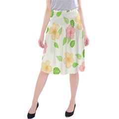 Flowers Leaf Stripe Pattern Midi Beach Skirt by Mariart