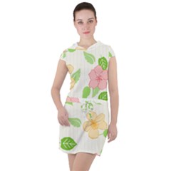 Flowers Leaf Stripe Pattern Drawstring Hooded Dress by Mariart