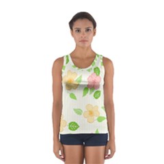 Flowers Leaf Stripe Pattern Sport Tank Top  by Mariart