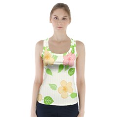 Flowers Leaf Stripe Pattern Racer Back Sports Top by Mariart