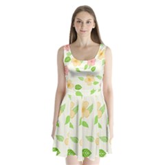 Flowers Leaf Stripe Pattern Split Back Mini Dress  by Mariart