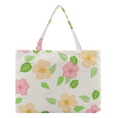 Flowers Leaf Stripe Pattern Medium Tote Bag by Mariart