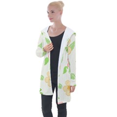 Flowers Leaf Stripe Pattern Longline Hooded Cardigan