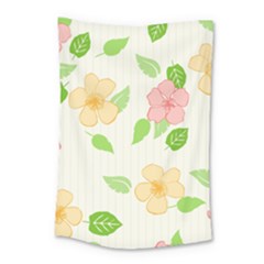 Flowers Leaf Stripe Pattern Small Tapestry by Mariart