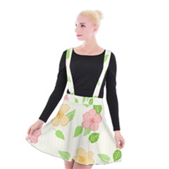 Flowers Leaf Stripe Pattern Suspender Skater Skirt by Mariart