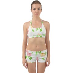 Flowers Leaf Stripe Pattern Back Web Gym Set