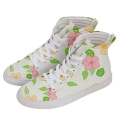 Flowers Leaf Stripe Pattern Men s Hi-top Skate Sneakers