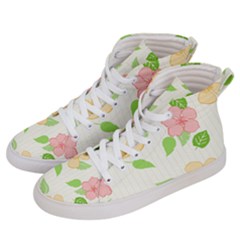 Flowers Leaf Stripe Pattern Women s Hi-top Skate Sneakers