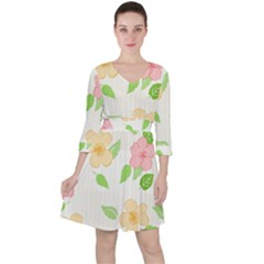 Flowers Leaf Stripe Pattern Ruffle Dress by Mariart