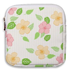 Flowers Leaf Stripe Pattern Mini Square Pouch by Mariart