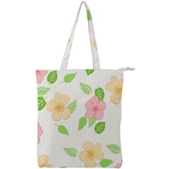 Flowers Leaf Stripe Pattern Double Zip Up Tote Bag by Mariart