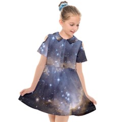 Cosmic Constellation Kids  Short Sleeve Shirt Dress by WensdaiAmbrose