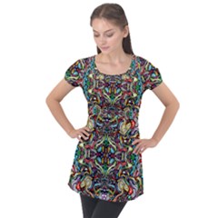 3 2 1 1c Puff Sleeve Tunic Top