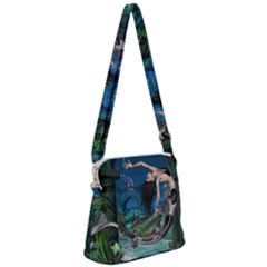 Wonderful Mermaid In The Deep Ocean Zipper Messenger Bag by FantasyWorld7