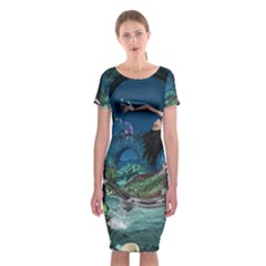 Wonderful Mermaid In The Deep Ocean Classic Short Sleeve Midi Dress by FantasyWorld7